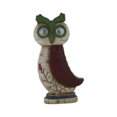 China Europe Wooden LED Resin Lights Owl Statues for Garden Decor for sale