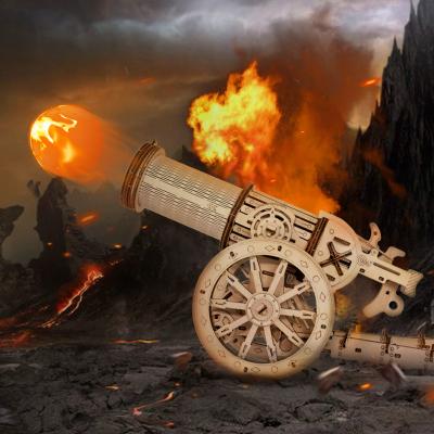 China DIY TOY Wholesale Beaverlab Antique Unlock Medieval Wheeled Cannon 3D DIY Assembled Wooden Puzzle Novelty Gift for sale