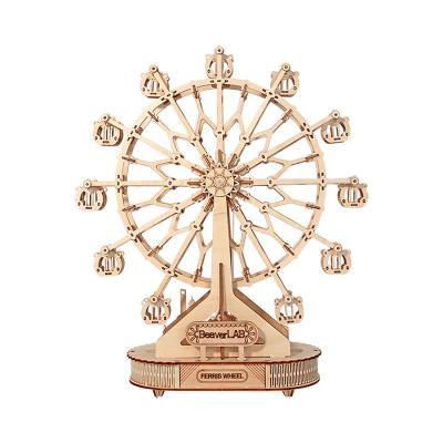 China DIY Assembly Model TOY Beaverlab Custom 3D DIY Educational Puzzle Toy Ferris Wheel Music Box Wood Jigsaw Loom for sale