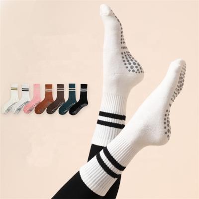 China Quality cotton QUICK DRY sports and fitness yoga socks Pilates non-slip grip thumps yoga Terry Socks Wholesale women's medium tube anti slip for sale