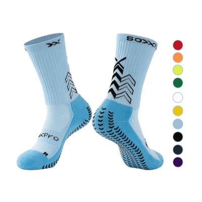 China 2023 Breathable Best Selling Grip Knocks Out Anti-skid Logo Men Soccer Sports Socks Custom Football Socks for sale