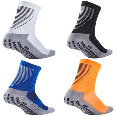 China 2023 Good Quality Breathable Men Soccer Socks Basketball Sports Striped Grip Sock Anti Slip Football Socks for sale