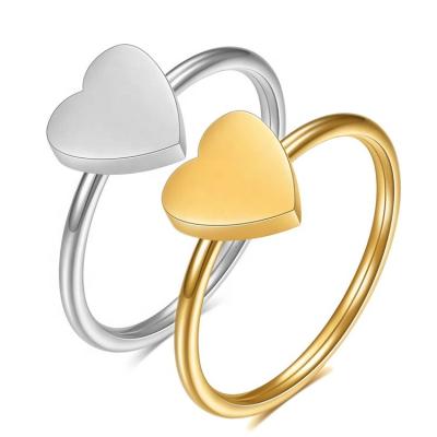 China 2023 Latest CLASSIC Design Gold Plated Stainless Steel Love Heart Ring Custom Logo Couple Rings Wholesale for sale