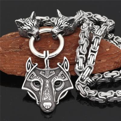 China From Byzantine Viking Wolf Head Stainless Steel Pendant Norse Celtic Wolf Men's Chain Necklace Punk Necklace CLASSIC for sale