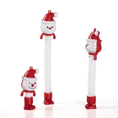 China Popular New Arrival Plastic Stretch Pipe Stir Toy Christmas Santa Snowman Luminous Sensory Noise the Top Tube Pipe Toy for sale