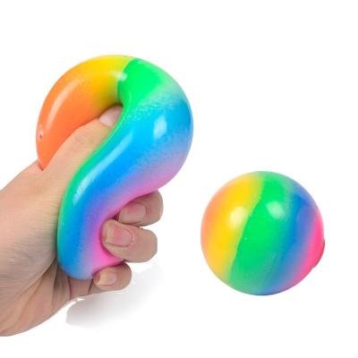 China Hot Sale Popular Squeeze Gurgling Balls Exhaling Sensory Toy Colorful Anti Stress Rainbow Moving Person Decompression Ball Adults Kids for sale