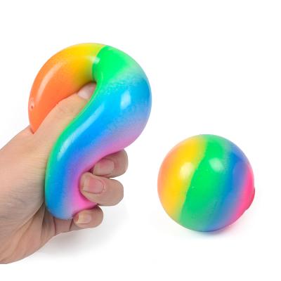 China Hot Sale Popular Squeeze Gurgling Balls Exhaling Sensory Toy Colorful Anti Stress Rainbow Moving Person Decompression Ball Adults Kids for sale