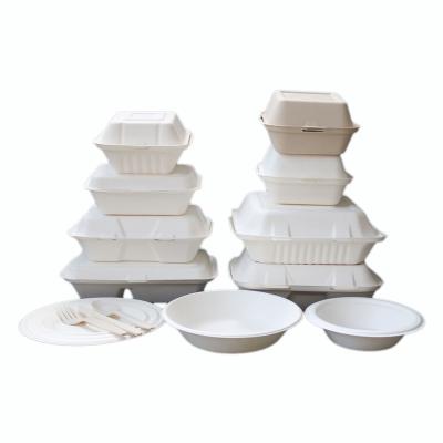 China Sugarcane Bagasse Fiber Biodegradable Eco Friendly Disposable Food Container for sale