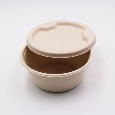 China Microwavable Biodegradable Bagasse Molded Sugar Cane Pulp Bowl With Lid for sale