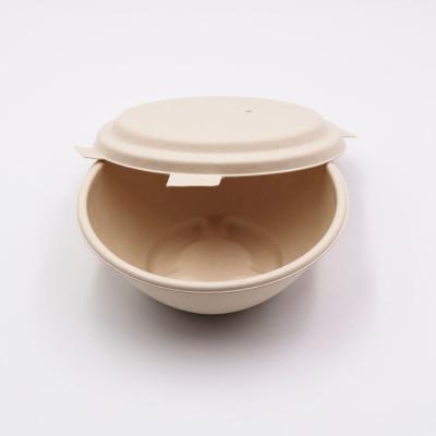 China Microwavable Compostable Biodegradable Sugar Cane Bagasse Molded Paper Pulp Bowl Lid for sale