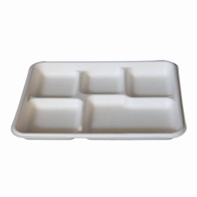 China Bagasse Paper Pulp Fresh Produce Disposable Biodegradable Tray for sale