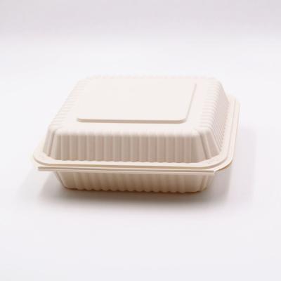 China Crockery Biodegradable Cornstarch Clamshell Biodegradable Take Out Food Container for sale