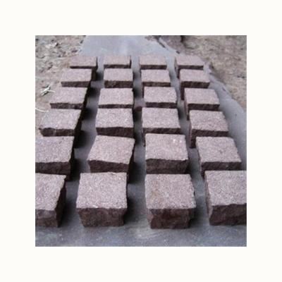 China Traditional Red Stone Paver Stone Cube Porphyry Paving for sale