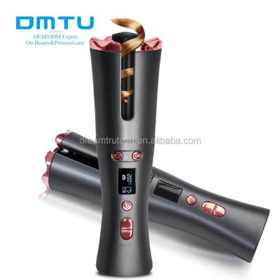 China USB Rechargeable Auto Curling Irons Radio Portable Automatic Rotating Magic Wireless Hair Curler for sale