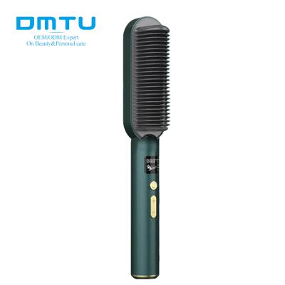 China Hotel Profissional Hot Combs Anti-scalding Hair Straightener Brush Ceramic Hair Curler Heated Brush Electric Smart Hair Straightener for sale