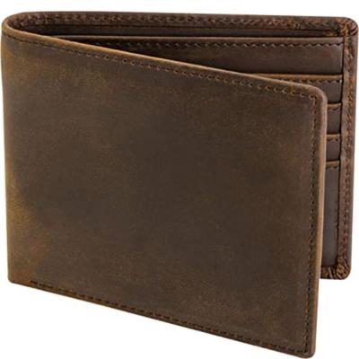 China RFID Top Grain Leather Wallet For Men RFID Blocking Extra Capacity Wallet With 2 Windows ID for sale