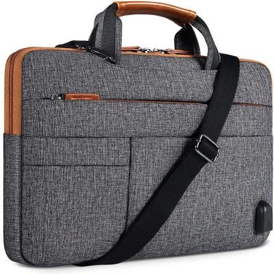 China Multifunctional Shockproof Laptop Sleeve Business Briefcase Messenger Bag With USB Charging Port for sale