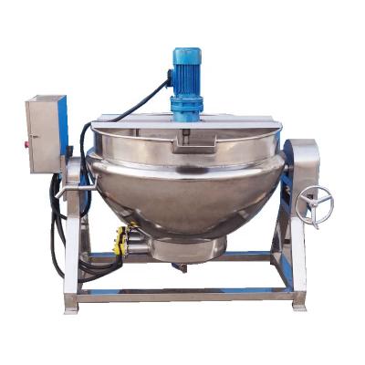 China Vegetable Processing Plant Factory Price Canteen Jacket Kettle with Electric Stirrer Fruit Jam Self Stirring Cooking Pot Boiling Soup Pot for sale