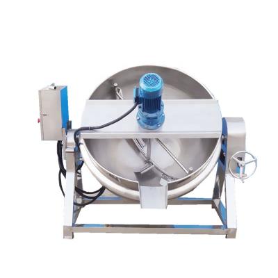 China Vegetable Processing Plant Factory Price Hand Tilting Jacket Kettle With Agitator Bean Paste Filling Pot Electric Cooking Canteen for sale