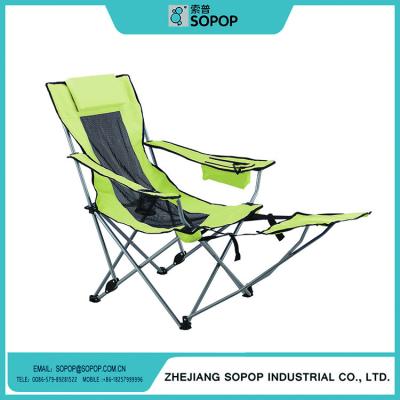 China Adjustable Positioning Locks And Stands Chair Sun Couches Camping Folding Deck Beach Chairs With Footstool And Pillow for sale