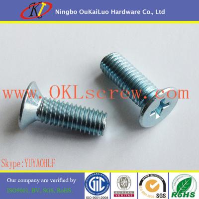 China DIN 965 Carbon Steel Flat Head Phillips Machine Screws, Zinc Plated for sale