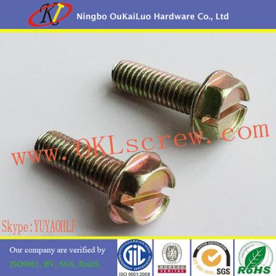 China Steel Zinc Plated Intented Hex Washer Head Slotted Machine Screws for sale