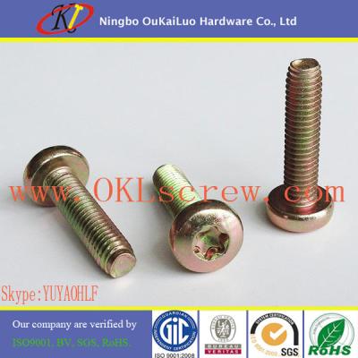 China Yellow Zinc Fine Thread Pan Head Torx Drive Machine Screws for sale