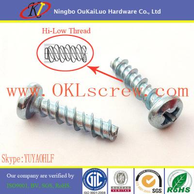 China Zinc Plated Phillips Pan Head High Low Thread Screws for Plastic for sale