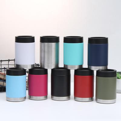 China Viable 12oz Double Wall Stainless Steel Box Rack Vacuum Insulated Can Cooler Logo Custom Can Insulator for sale