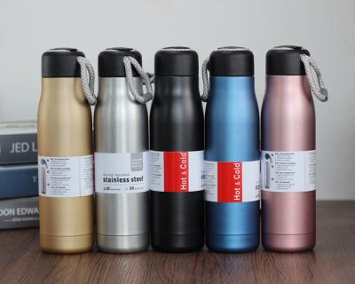 China Sustainable 600ml And 350ml Stainless Steel Sports Bottle Heat Insulation Coffee Drink Bottle Custom Print for sale