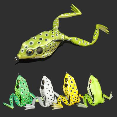 China Topwater Rubber Frog Lure Bass Fishing Weedless Hollow Frog Fishing Lures with Double Hooks Sharp Jumping Frog Freshwater Baits for sale