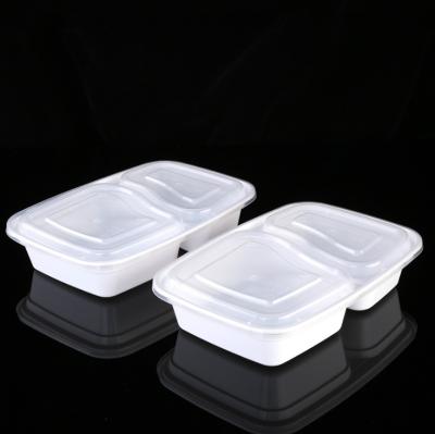 China Catering 2 Compartment Black Microwavable Microwave Rectangle Box Plastic Fast Food Takeout Box for sale