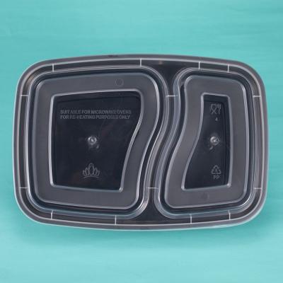 China Microwavable Glass Plastic Compartment PP 2 Compartment Leakproof Disposable Lunch Box Bento Box for sale