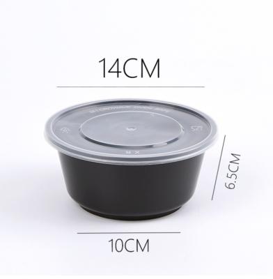 China Microwave Oven Microwavable Black Leakproof Catering Round Box Disposable Plastic Fast Food Takeout Container for sale