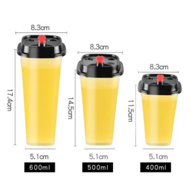 China With cover factory price cold drink smoothie pp thickened 500ml disposable cup with lid for sale