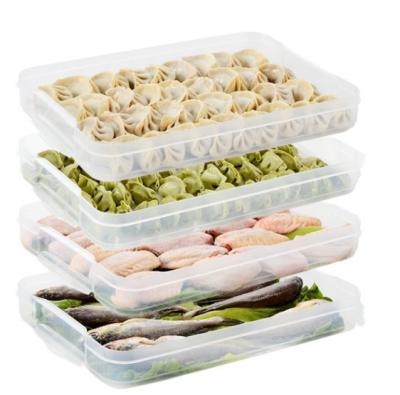 China Plastic freshness preservation environmental protection storage box refrigerator frozen food dumpling box with lid for sale