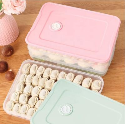 China Food Grade High Quality Two-Layer Plastic Freezer Freshness Preservation Maker Sealed Box Dumpling Box for sale