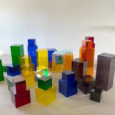 China Factory Hot Sale Eco - Friendly Colored Acrylic Cube Display Stand Square 5 Sided Box for sale