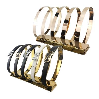 China Factory Customized Wholesale 5 Belt Display Rack Gold Metal Belt Desktop Display Rack Durable for sale