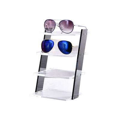 China Environmental friendly 3-layer acrylic sunglasses display rack fashionable metal sunglasses display stand for sale