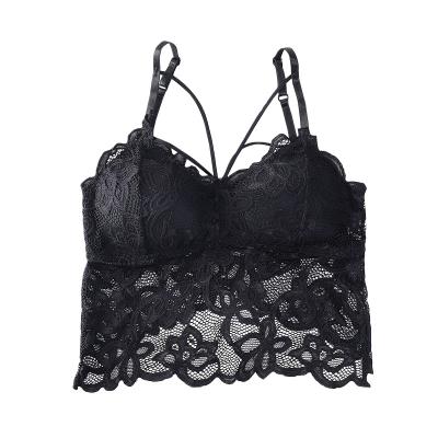 China Joker QUICK DRY sexy back wear camisole cross lace butterfly rimless long bra underwear for sale