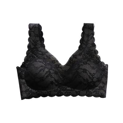 China Summer anti-static sexy lace seamless breast wrap ladies lace up beautiful back no bra steel base ring anti-wear underwear for sale