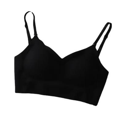 China Ice Silk Anti-Static Backless Big Back Rimless Bra One-Piece Gathered Seamless Push Up Anti-Wear Strapless Underwear for sale