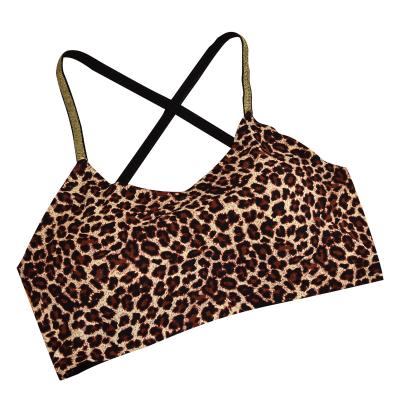 China One Piece Sexy Ice Leopard Cross Straps Breathable Breast-Wrapped Strapless Bra QUICK DRY With Chest Pad Bra Underwear for sale