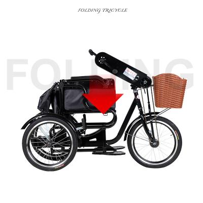 China Carbon Steel Wholesale High Quality Cheap Foldable 3 Wheel Manual Bicycle Adults Hand Operated Tricycle for sale