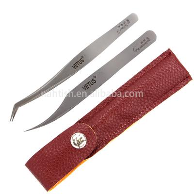 China VETUS Antimagnetic Ultra Lash Tweezers Stainless Steel Rigidity Curved Volume Lash Tweezers for sale