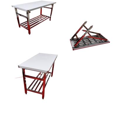 China Restaurant hot sales stainless steel work table folding work bench for commercial kitchen use for sale