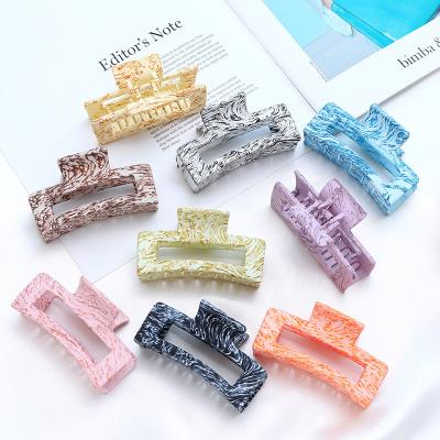 China Fashion and Simplicity Acrylic Hair Claw Clip for Women Camouflage Color Vintage Square Hair Jaw Clamp Hair Accessories Wholesale for sale