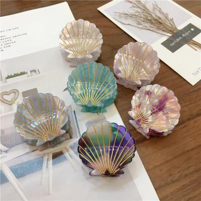 China Korean Shell Medium Hair Clip European and American style fashion hair accessories acetate hair claw clip for girl for sale