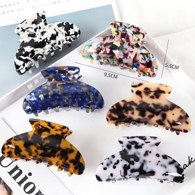 China High Quality Custom Shell Acetate Hair Claw Clips 9.5cm European and American Turtle Leopard Style Women Hair Accessories Clips Set For Girls for sale